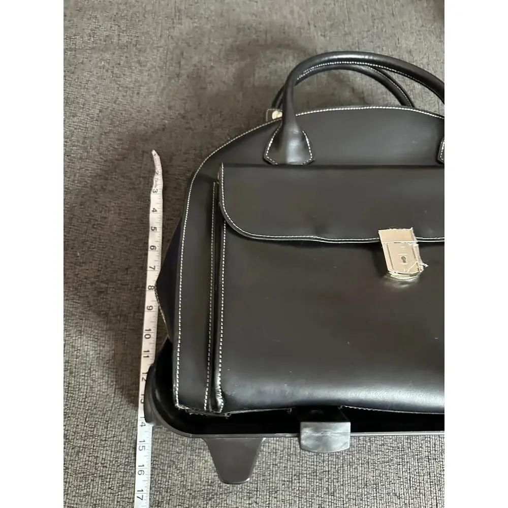 McKlein Glen Ellyn Leather Detachable-Wheled Laptop Case Removable Sleeve NWT